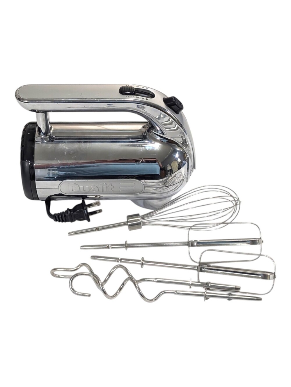 Dualit DHM3A Stainless Steel Hand Mixer 300W 4 Speed 5 Attachments Tested Works